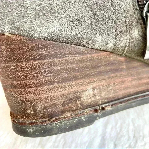 Bjorndal Brown Solar Suede Knit Upper Wedge Heeled Zip Slouchy Boots Size 9.5 - Picture 15 of 16